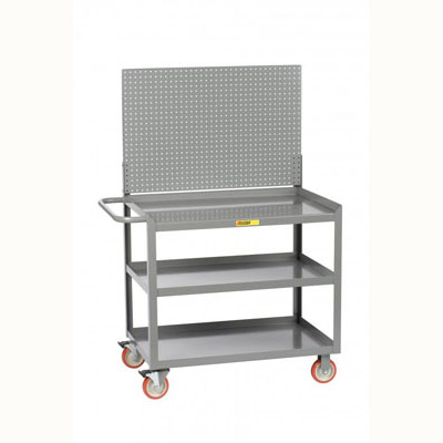 Mobile Workstation w/ 3 Shelves & Pegboard or Louvered Panel (1,200 lbs. Capacity)