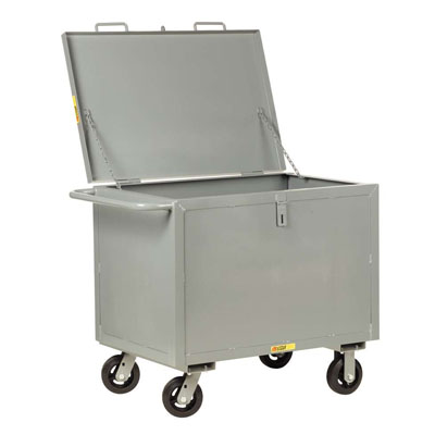 Sheet Steel Box Truck w/ 6" Non-Marking Polyurethane Casters & Hinged Lid