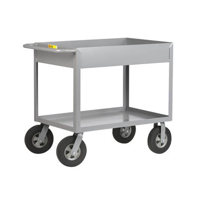 6" Cushion Load Deep Shelf Truck, 10" Solid Rubber Puncture-Proof Casters (1,200 lbs. capacity)
