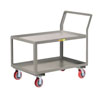 Sloped Handle Heavy-Duty Utility Cart , 2 Shelves with 1-1/2' Retaining Lips, 6' Polyurethane Casters, 3,600 lbs. Capacity