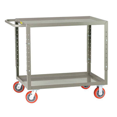 Adjustable Height Welded Service Cart, 2 Shelves with 1-1/2" Lip, 1200 lbs. Capacity