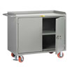 48' Wide Mobile Bench Cabinet w/ Center Shelf & Locking Doors