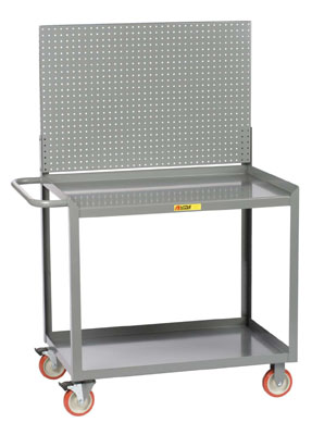 Mobile Workstation w/ Pegboard or Louvered Panel, 2 Shelves
