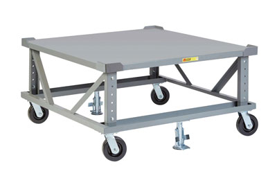 Ergonomic Adjustable Height Mobile Pallet Stand, Solid Deck