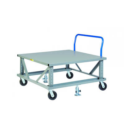 Ergonomic Adjustable Height Mobile Pallet Stand, Solid Deck w/ Handle