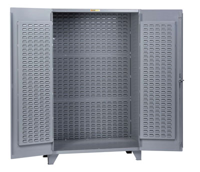 High Capacity Storage Bin Cabinet, Louvered Panels on Back & Doors