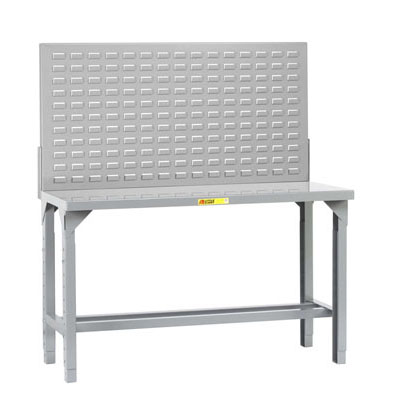 Adjustable Height Welded Workbench with 24"H Louvered Panel