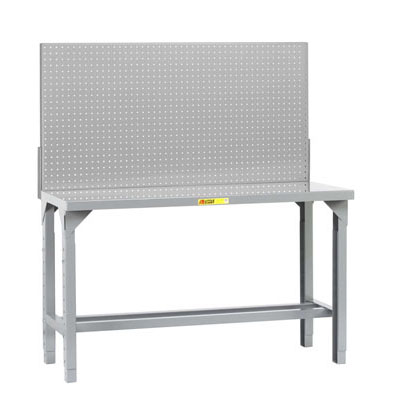 Adjustable Height Welded Workbench with 24"H Pegboard Panel