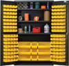 All Welded Bin Cabinet w/ 3 Adjustable Shelves and 137 Multi Size Bins, 48' Wide