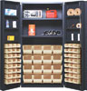 All Welded Bin Cabinet w/ 64 Multi Size Bins, 2 Adjustable Interior Shelves, and 6 Door Shelves, 36' Wide