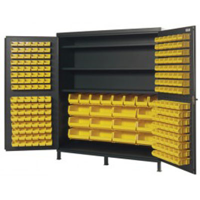 Quantum Bench Racks with Bins (Complete Package) Bin Color: Blue, Bin Dimensions: 3 H x 4 1/8 W x 7 3/8 D (QTY. 24)