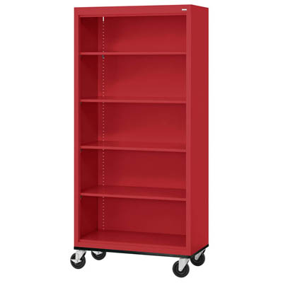 Mobile Bookcase - 4 Shelves - 5 Color Options