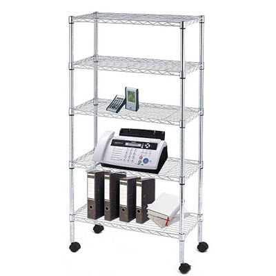Mobile Commercial Chrome Wire Shelving - 5 Tier, 36"W