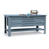 T7236-8DB-KL, Heavy Duty Shop Table With 1/2' Steel Plate Top And Key Lock Drawers