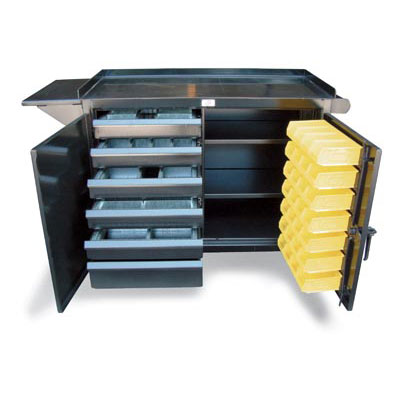 4-TC-VS-242-6/5DB-28B-VD, Maintenance Tool Cart With Drawers And Bins