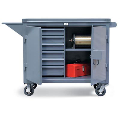 4-TC-VS-241-6/5-DB-LG, Mobile Maintenance Cart With Vise Shelf And Lock Guard