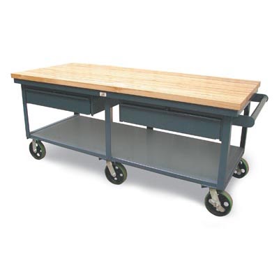 T8436-2DB-CA-MT, Mobile Shop Table with Maple Top