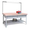 T7236-FL-2DB-MT, Industrial Shop Table With Maple Top And Overhead Light