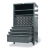 SU-15402, Shelving Unit With Rod Holders and 4 Drawers