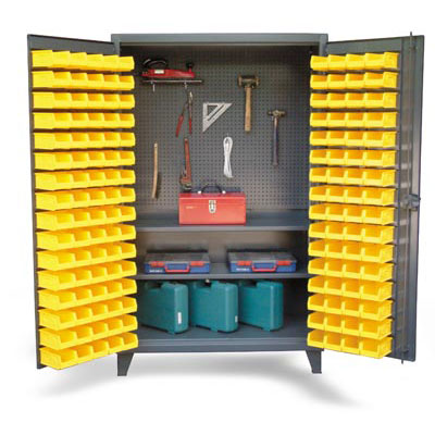 46-BS-PB-242, Tool Storage Bin Cabinet w/ 2 Shelves & Pegboard, 48"W x 24"D x 78"H