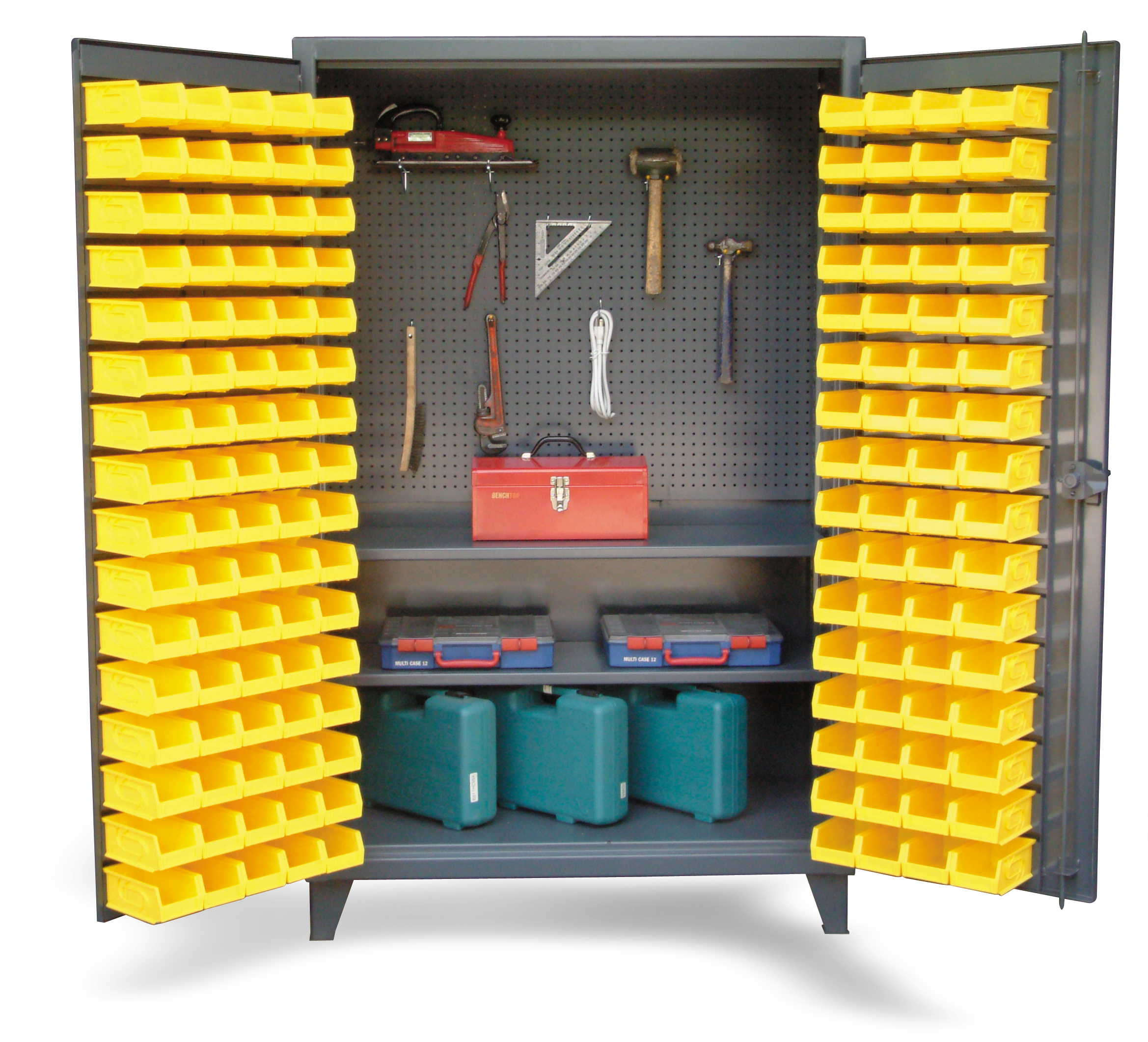 36 BS PB 242 Tool Storage Bin Cabinet w 2 Shelves Pegboard 36